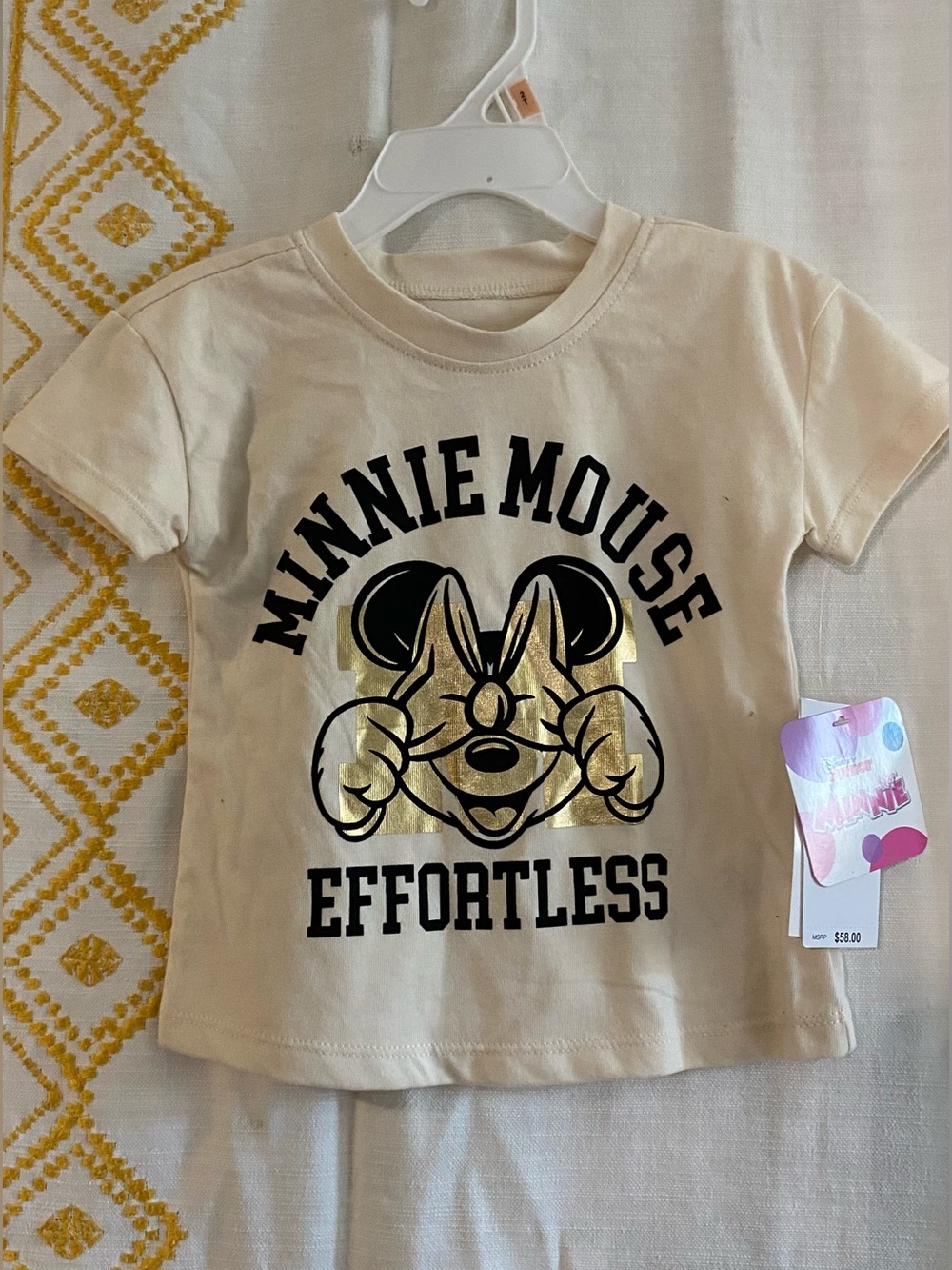 Disney Minnie Mouse Graphic Tee - Cream & Black with Gold Accent